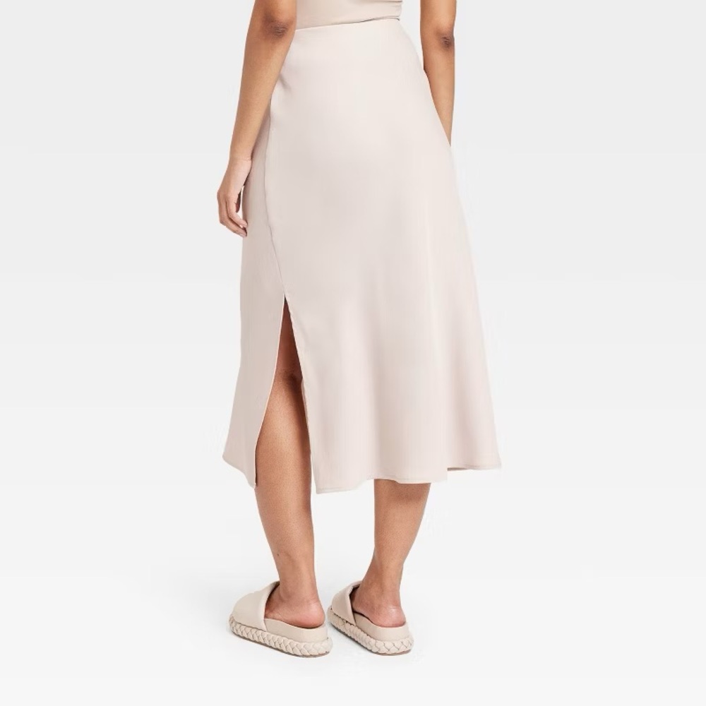 Women's A-Line Midi Slip Skirt - A New Day in Champagne NWOT - Picture 2 of 4
